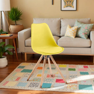 Classic Dining Chair With Cushioned Seat - Yellow