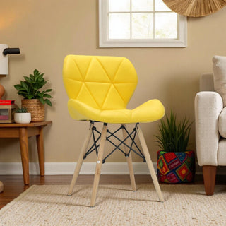 Diamond Leather Dining Chair - Yellow