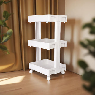 3-Tier Plastic Storage Trolley - White