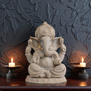 Lord Ganesha Idol made of Sand stone crush - 9 x 6 x 11.5 Inch, 2.7 Kg