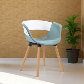 Casper Armrest Café Chair with Wooden Legs - Blue