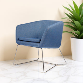 Sydney Fabric Lounge Armchair With Stainless Steel Legs - Blue