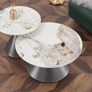 Saigon center Table With Marble Top And Iron + Metal Base