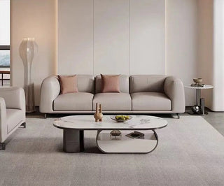 Norwhich Center Table With Marble Top And Iron + Metal Base - Black