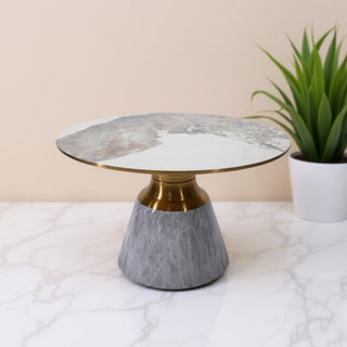 Maple Big Table With Marble Top And Metal Base - Grey
