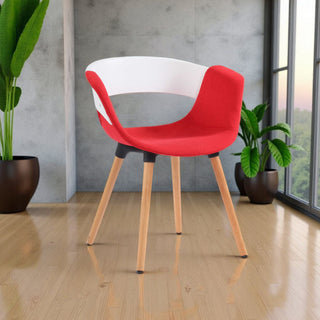 Casper Armrest Café Chair With Wooden Legs - Red