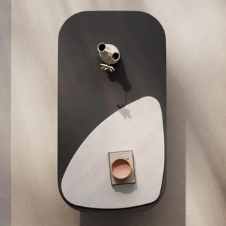 VIZELA Rectangle Center Table With Marble Top And Wooden Base.