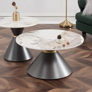 Saigon center Table With Marble Top And Iron + Metal Base
