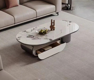 Norwhich Center Table With Marble Top And Iron + Metal Base - Black