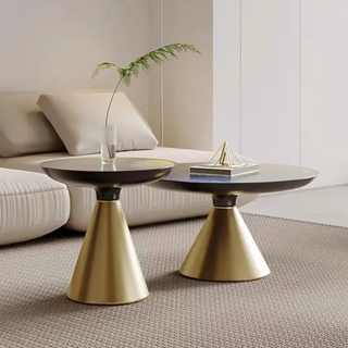 SYROS Round Coffee Table With Glass Top.