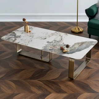 Norton Center Table With Marble Top And Stainless Steel Base