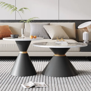 Saigon center Table With Marble Top And Iron + Metal Base
