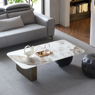 Ohio Center Table With Marble Top And Iron Base