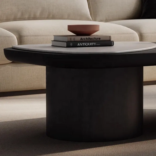 VIZELA Rectangle Center Table With Marble Top And Wooden Base.