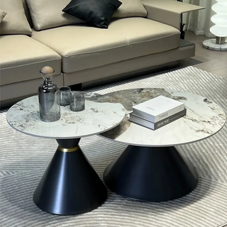 Saigon center Table With Marble Top And Iron + Metal Base