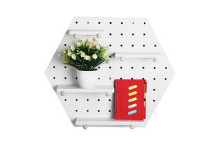 Urbancart Multipurpose Hexagonal Shelf/Decorative Storage Rack Wall Shelf  (Number of Shelves - 4, White)