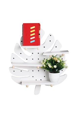 Urbancart Multipurpose Leaf-Shaped Floating Wall Shelve/Storage Display Wall Shelf  (Number of Shelves - 4, White)