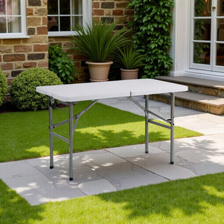 1.2 Meter Portable Hight Adjustment Folding HDPE Outdoor Picnic Garden Table - White