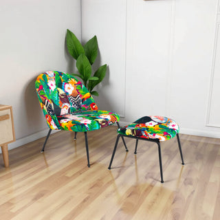 Modern Lounge Chair with Foot Rest - Multicolor