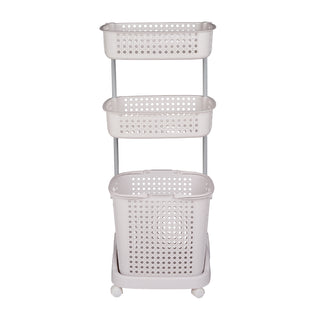 2-Tier Plastic Laundry Basket Storage Trolley