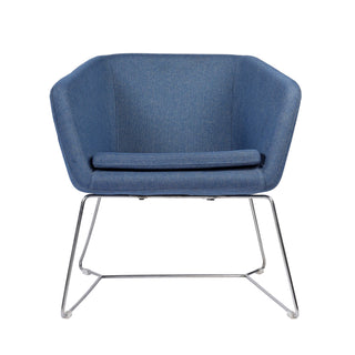 Sydney Fabric Lounge Armchair With Stainless Steel Legs - Blue