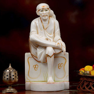 Lord Sai Baba Sitting Asana made of Marble - 11 x 8.5 x 20 inch, 27 kg