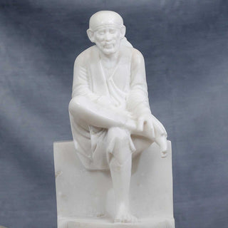 Lord Sai Baba Sitting Idol Made of Marble - 8 x 7 x 16 inch, 27 kg
