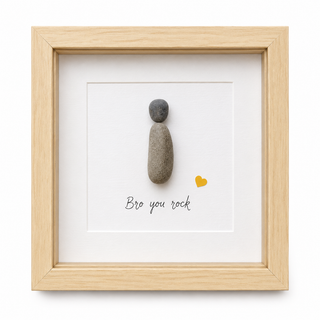 Bro You Rock - Handcrafted Natural Pebble Art Frame