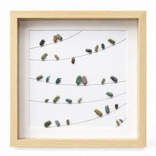 Kindred Wings – Handcrafted Natural Pebble Art Frame