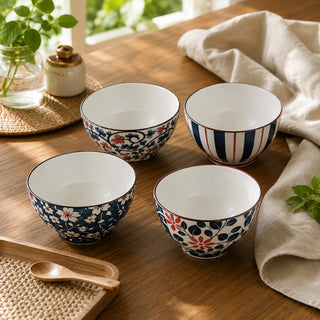 Garden Bloom Ceramic Bowl Set for Kitchen & Dining Microwave Safe