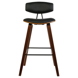 Dario Wooden High Chair With Curvy Leather Seat And Backrest.