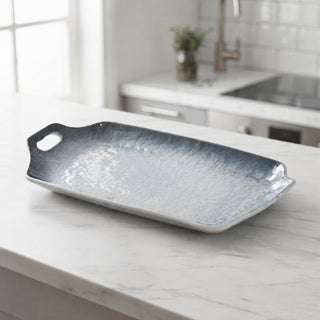 Exotic Ceramic Serving Platter with Handle Microwave & Dishwasher Safe