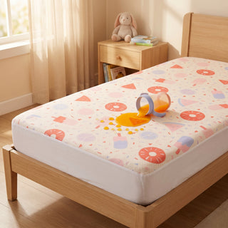 Epicasa Kids Waterproof Mattress Protector | 100% Waterproof | Breathable & Hypoallergenic | Soft Fitted Bed Cover with Deep Elastic Skirt | Exclusive Summer Print