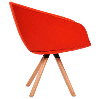 Mia Side Arm Dinging Chair with Wood Legs - Red