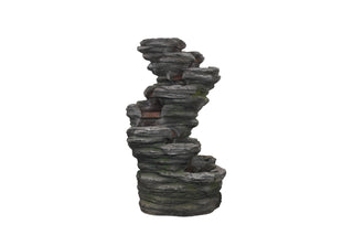Zig-Zag Rock Water Fountain Natural Stone Finish Water Feature for Garden & Indoor Décor