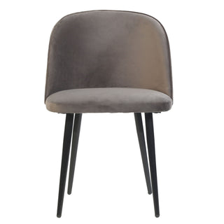 Grace Velvet Dining Chair with Metal Legs- Grey
