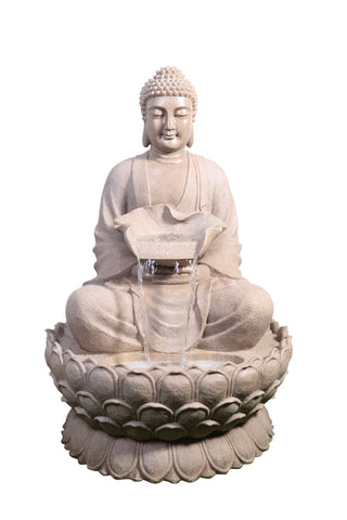 Sandstone Buddha on Lotus Fountain