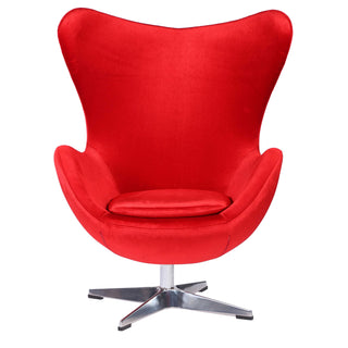 Vienna Velvet Lounge Chair with Aluminum Base - Red