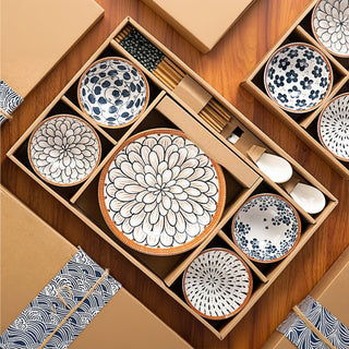 Ceramic Plates & Bowl Set Glossy Printed Ceramic Snack & Dessert Bowls Microwave & Dishwasher Safe Ice Cream, Dip & Serving Bowls