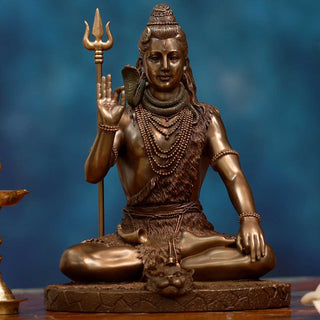 Lord Shiva Sitting idol Statue - 8 x 6.5 x 10 Inch, 2 Kg