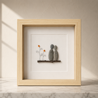 Handcrafted Natural Pebble Art Couple Frame