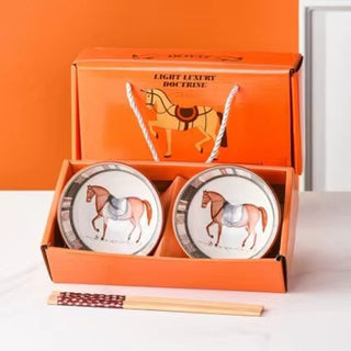 Royal Horse Ceramic Bowl Set for Kitchen & Dining Microwave Safe
