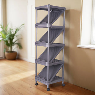 5-Tier Shoe Rack Organizer With Wheels 9-Pair Capacity