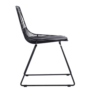 Kaya Armless Metal Wire Design Dining and Cafe Side Chairs  with Leather Seat Chair urbancart