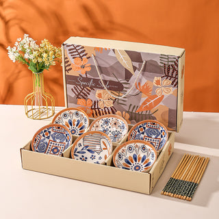 Vintage Floral Ceramic Bowl Set for Kitchen & Dining Microwave Safe