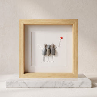 The Three of Us — Handcrafted Pebble Art Frame