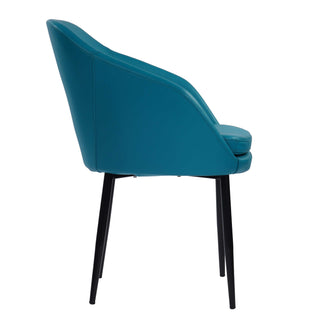 Erika Dining Leather Chair With Cushion and Metal Legs - Blue