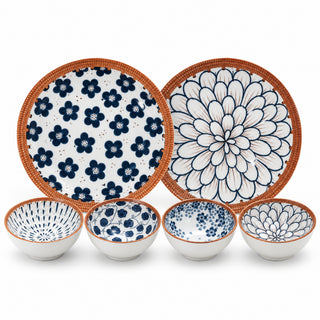 Ceramic Plates & Bowl Set Glossy Printed Ceramic Snack & Dessert Bowls Ice Cream, Dip & Serving Bowls Microwave & Dishwasher Safe