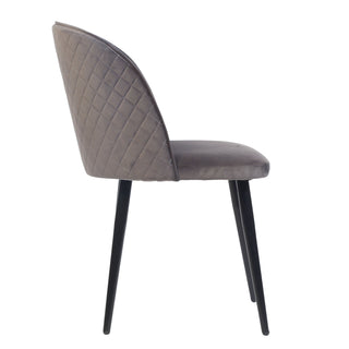 Grace Velvet Dining Chair with Metal Legs- Grey