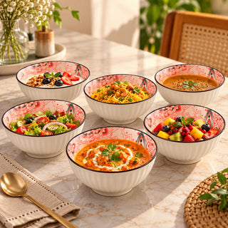 Bloom Garden Ceramic Bowl Set for Kitchen & Dining Microwave Safe